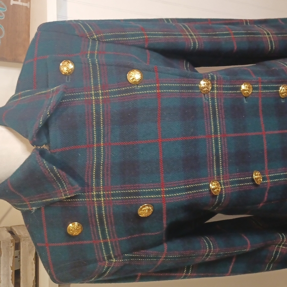 Vintage Lauren Ralph Lauren Plaid Wool Double Breasted Coat Size Medium - Picture 2 of 10